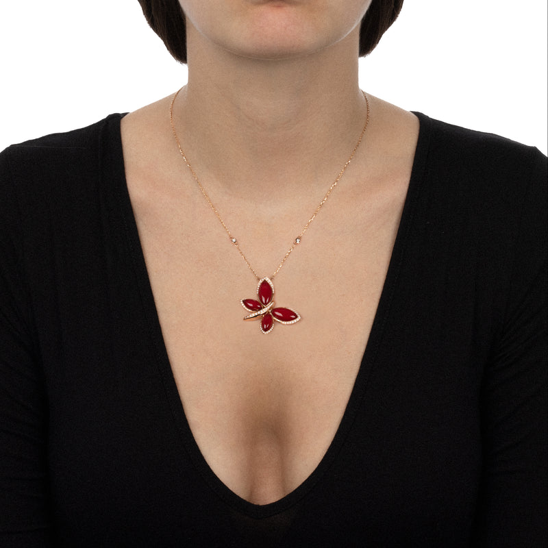 Les Papillons Red Necklace