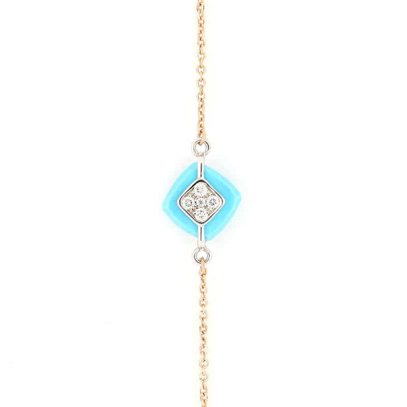 Collana Les Petits Bonbons 110 cm con Pietre di Colore e Diamanti Particolare Charm Quadrato