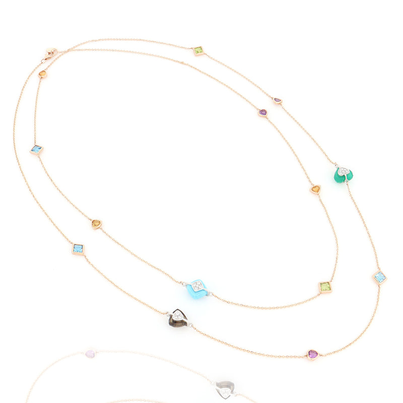 Collana Les Petits Bonbons 110 cm con Pietre di Colore e Diamanti